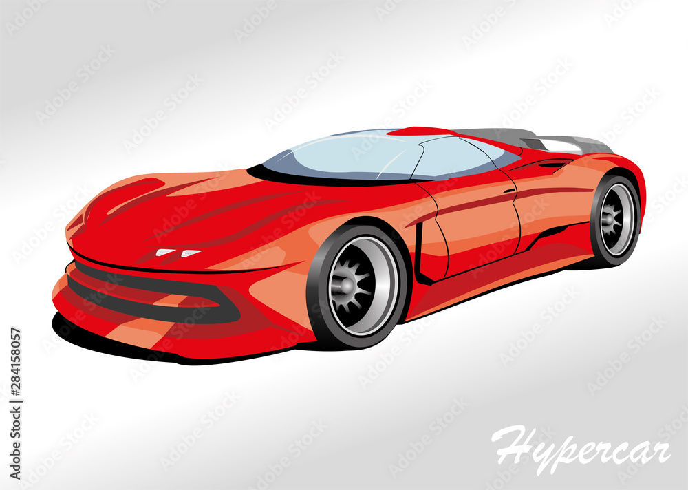 Hypercar in red. Template for the sign of the garage. Vector illustration