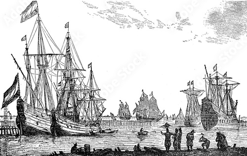 French commercial ships at the age of Louis XIV, 17th century photo