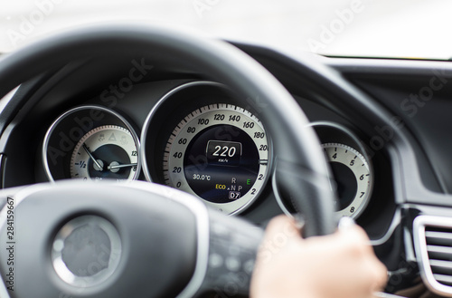 speedometer in a car, speed 200 km / h © serikbaib