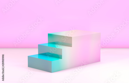 Fashion beauty backdrop with pastel stairs for cosmetic product display. fashion beauty pastel color background. 3d rendering.