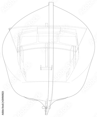 Boat line. EPS10 format. Wire-frame Vector created of 3d.