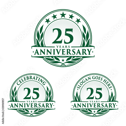 25 years anniversary logo set. 25th years anniversary celebration logotype. Vector and illustration.