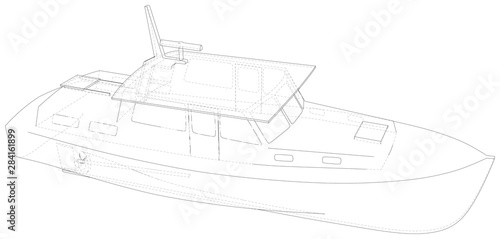 Boat. EPS10 format. Wire-frame Vector created of 3d. EPS10 format.