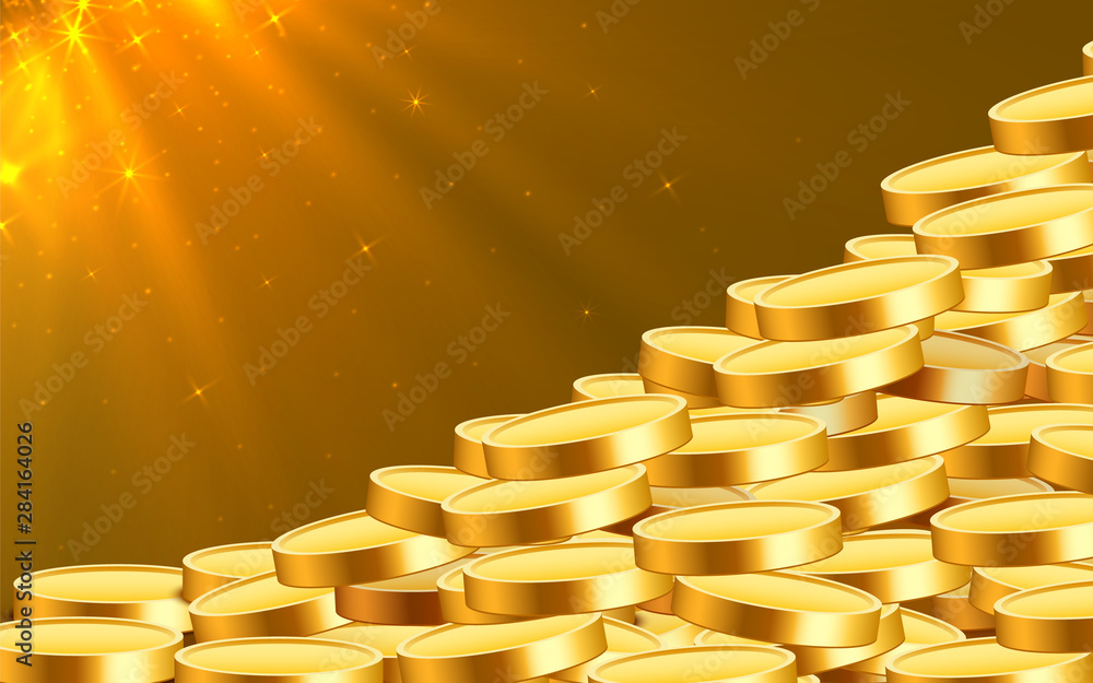 Golden shiny coins. Big bunch of old metal money. Precious expensive treasure. Golden shiny coins. Big bunch of old metal money. Precious expensive treasure.