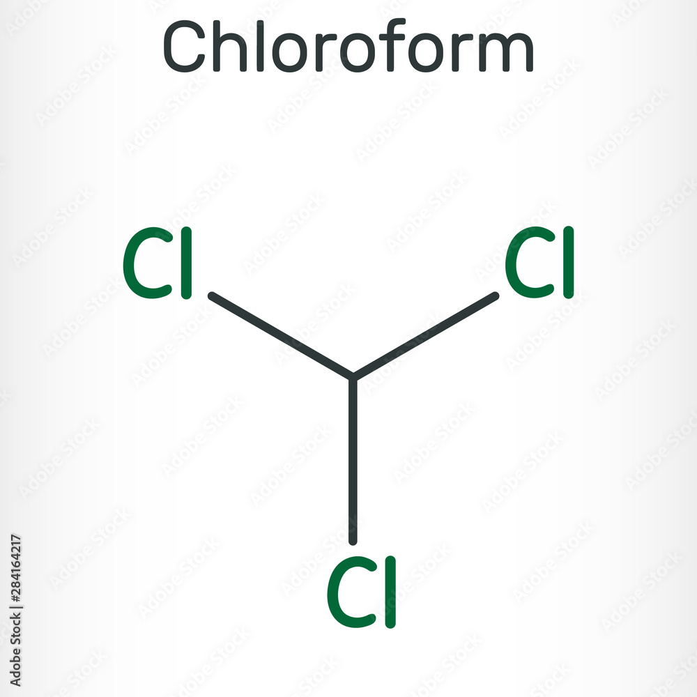 Chloroform or trichloromethane molecule. It is anesthetic, euphoriant