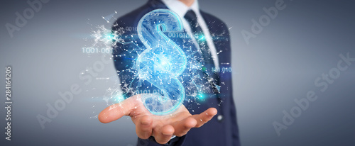 Quadro su tela Businessman using 3D rendering digital paragraph law symbol