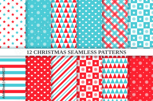 Christmas seamless pattern. Vector illustration. Xmas, new year geometric texture.