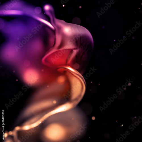 Elegant, luxury splash of gold liquid. 3d illustration, 3d rendering.