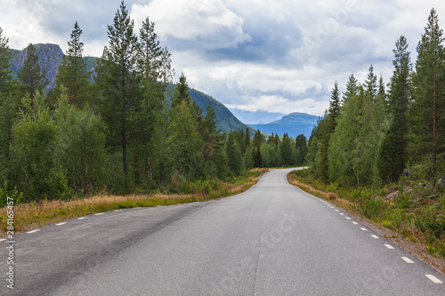 Scenic road from Jokkmokk to Sarek national park in Northern Swedish