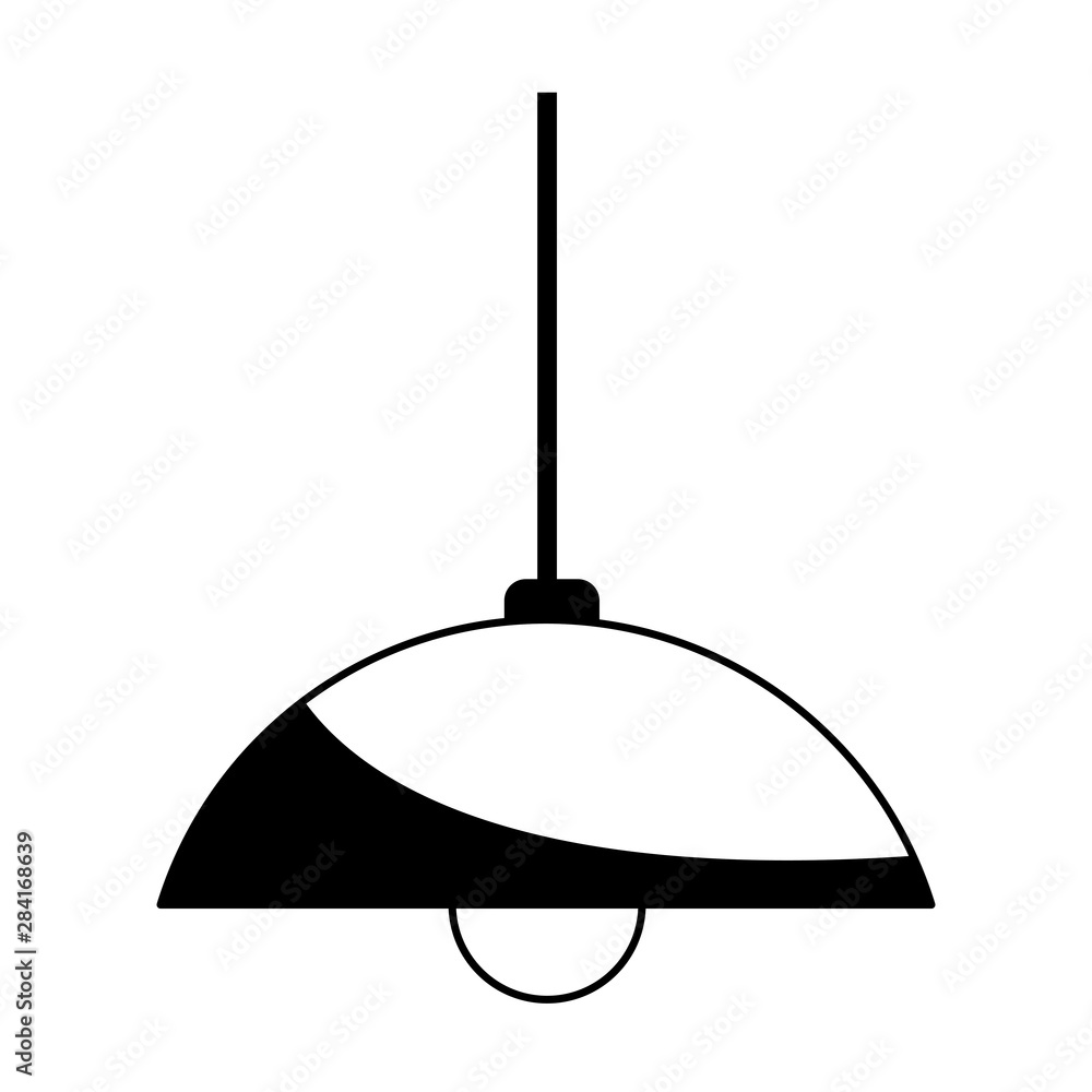 roof hanging light lamp cartoon in black and white Stock Vector | Adobe  Stock