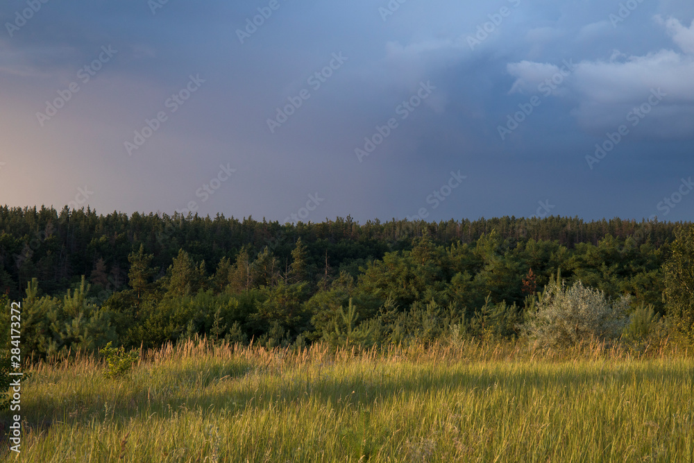 Dark sky and dramatic black cloud before rain