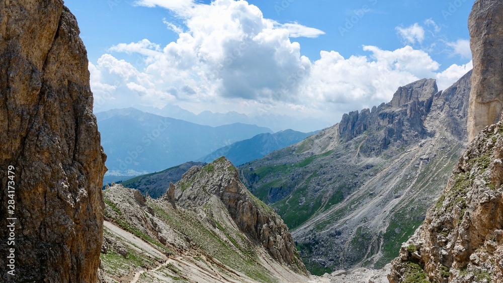 Fototapeta premium Wanderung im Rosengarten, Dolomiten Südtirol, Hochgebirge