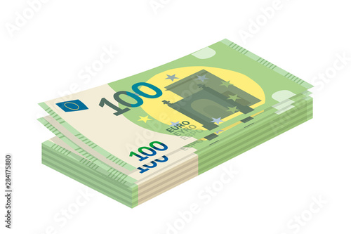 Euro banknotes flat vector illustration