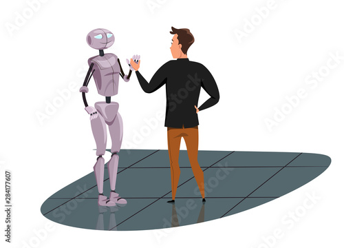 Robotic companion flat vector illustration