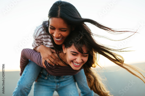 Multiethnic best friends.