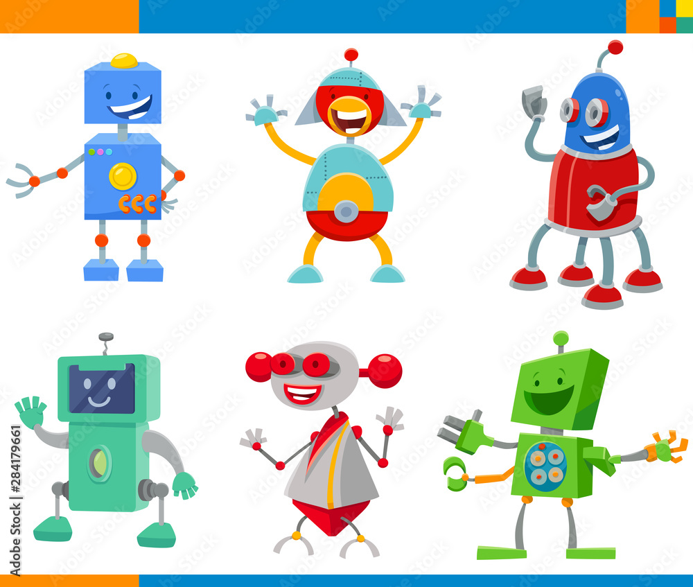 Cartoon Robots and Droids Characters Set Cartoon Robots and Droids Characters Set