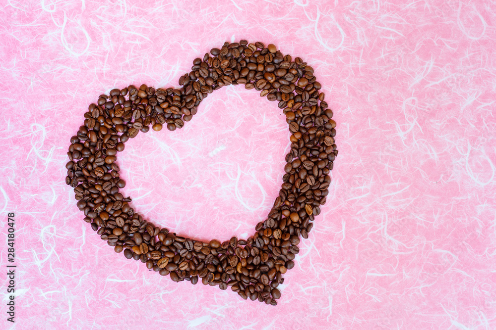Valentine's Day concept. Coffee been on white pink background. Top view with copy space. Valentine's Day concept. Coffee been on white pink background. Top view with copy space.