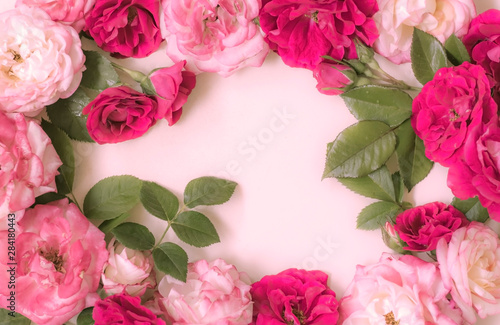 bouquet of pink roses on white background © Irina
