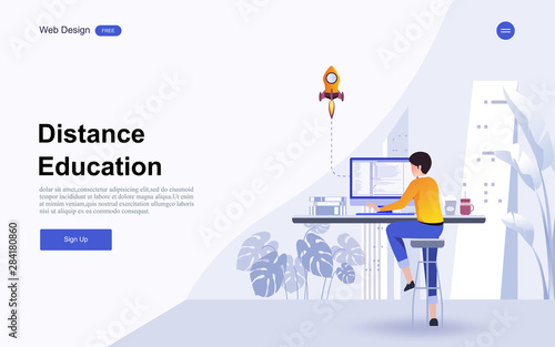 Modern flat design concept of education for website banner and landing page template.Online education, training and courses, learning. Vector illustration.
