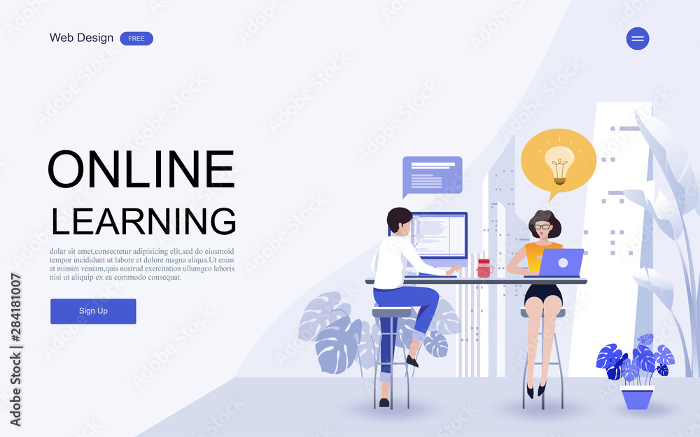 Modern flat design concept of education for website banner and landing page template.Online education, training and courses, learning. Vector illustration. Modern flat design concept of education for website banner and landing page template.Online education, training and courses, learning. Vector illustration.