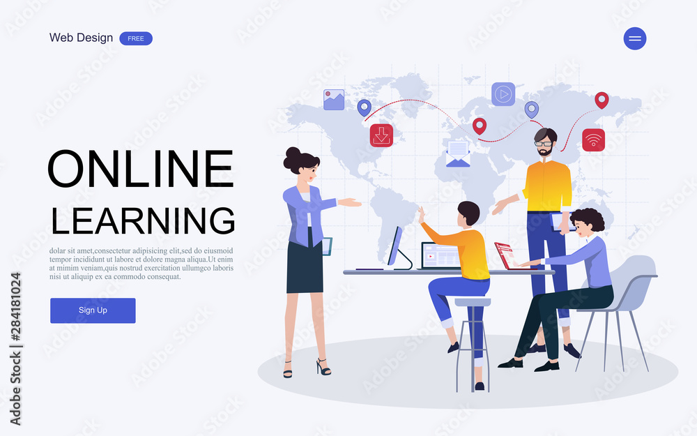 Modern flat design concept of education for website banner and landing page template.Online education, training and courses, learning. Vector illustration.