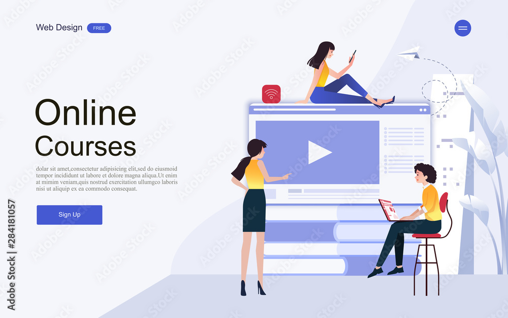 Modern flat design concept of education for website banner and landing page template.Online education, training and courses, learning. Vector illustration. Modern flat design concept of education for website banner and landing page template.Online education, training and courses, learning. Vector illustration.