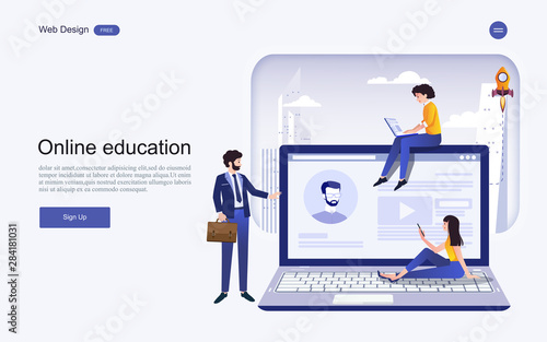 Modern flat design concept of education for website banner and landing page template.Online education, training and courses, learning. Vector illustration.
