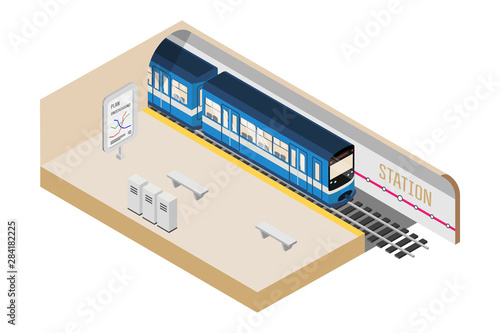 Subway station isometric vector illustration