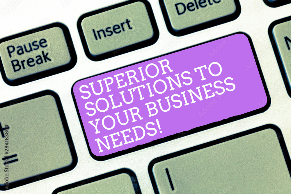 Handwriting text Superior Solutions To Your Business Needs. Concept meaning Qualified successful ideas Keyboard key Intention to create computer message, pressing keypad idea Handwriting text Superior Solutions To Your Business Needs. Concept meaning Qualified successful ideas Keyboard key Intention to create computer message, pressing keypad idea
