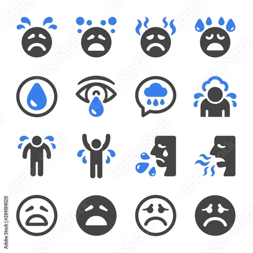 sad emotion icon set,vector and illustration
