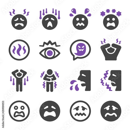 fear and scare icon set,vector and illustration
