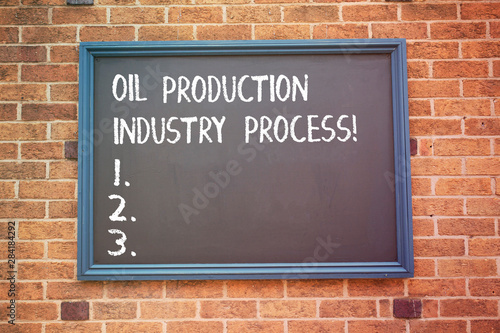 Word writing text Oil Production Industry Process. Business concept for Petroleum company industrial processing © Artur