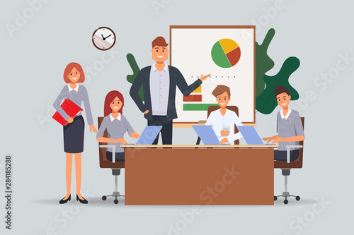 Business People seminar with professional and office teamwork business meeting.