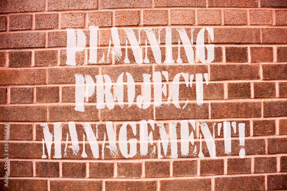 Text sign showing Planning Project Management. Conceptual photo use of schedules to plan then report progress Text sign showing Planning Project Management. Conceptual photo use of schedules to plan then report progress