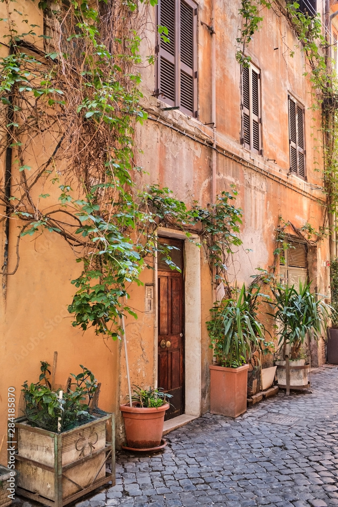 Facade of a house, Trastevere, Rome, Italy Facade of a house, Trastevere, Rome, Italy