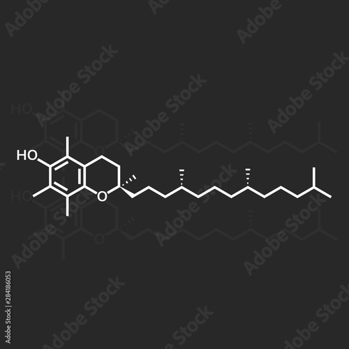 Vitamin E or alpha-tocopherol chemical formula