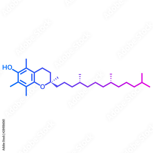 Vitamin E or alpha-tocopherol chemical formula