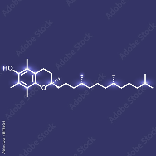 Vitamin E or alpha-tocopherol chemical formula