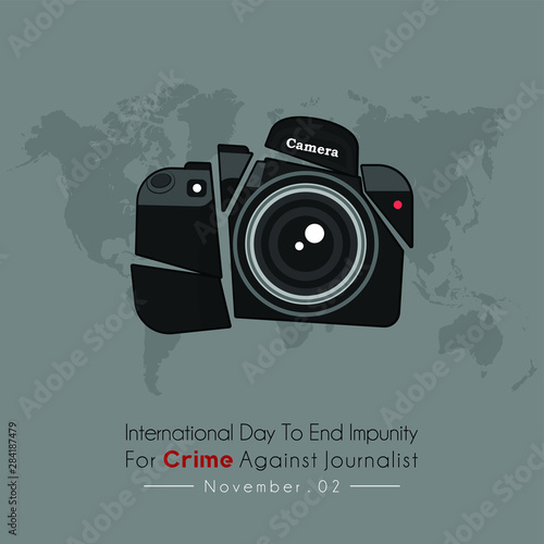 International Day to End Impunity for Crime Against Journalist with crash Journalist Camera Photo