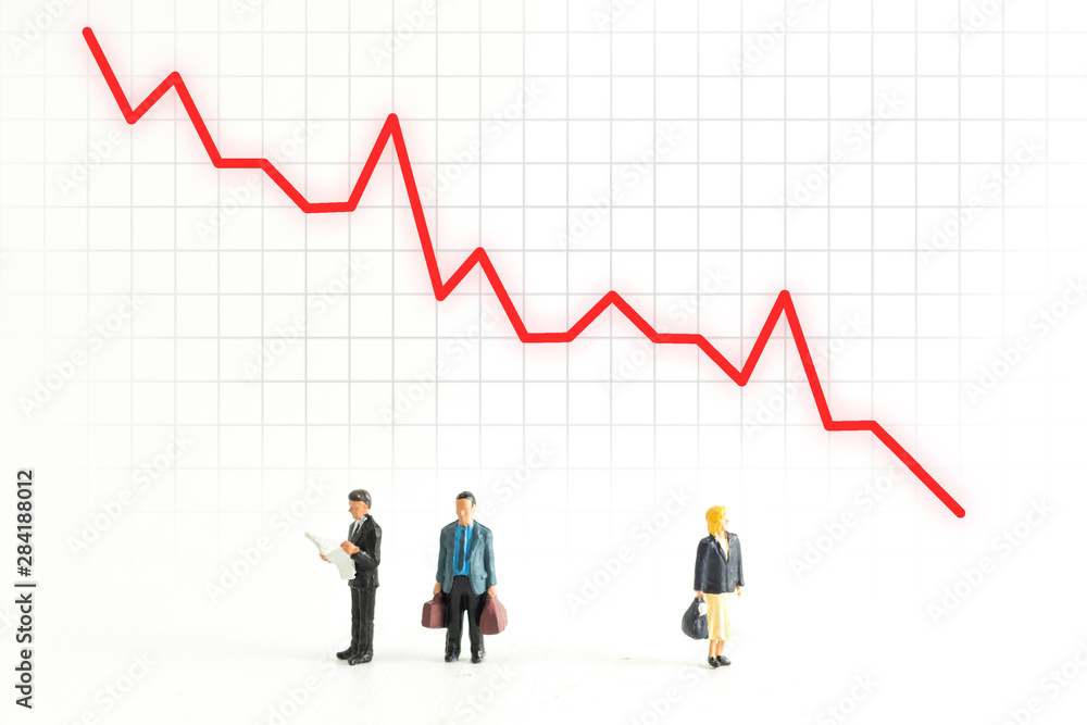 Miniature People Standing Below a Graph Fluctuating up and down Miniature People Standing Below a Graph Fluctuating up and down