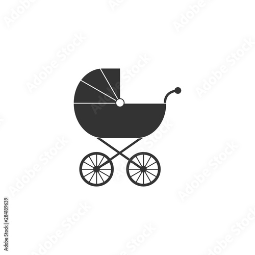 Baby, carriage, buggy, pram, stroller, wheel icon. Vector illustration, flat design.