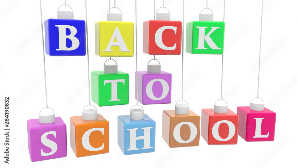 Hanging cubes in various colors with back to school concept