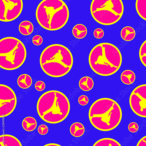 Seamless Texture Pattern Karate Fighter presswall. Vector, EPS.