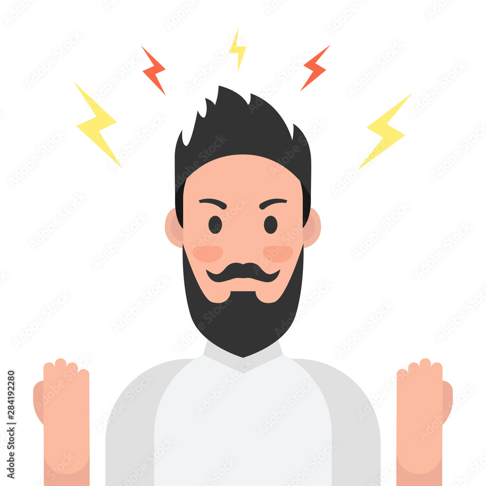 Anger. The evil man expresses his negative emotions. Vector illustration. Anger. The evil man expresses his negative emotions. Vector illustration.