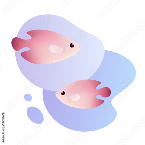 Underwater banner with fishes. Illustration in colorful style.