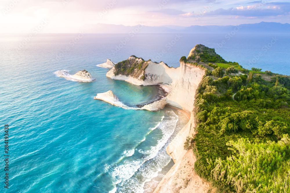 Beautiful view of Cape Drastis in the island of Corfu in Greece