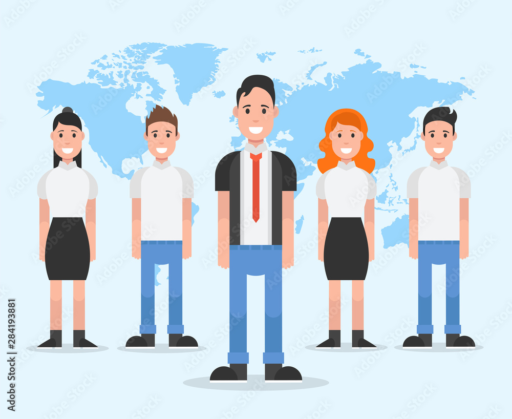 Successful team concept. Leader and and partners standing. Vector illustration. Successful team concept. Leader and and partners standing. Vector illustration.