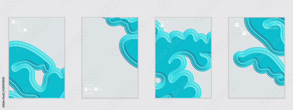 Abstract web templates with wavy embossed gradient shapes