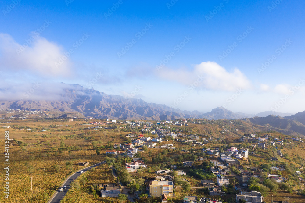 Aerial view of Rebeirao Manuel in Santiago island in Cape Verde - Cabo Verde