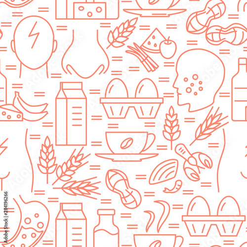 Food allergy seamless pattern in line style